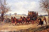A Coach and Four on an Autumn Road by Henry Alken